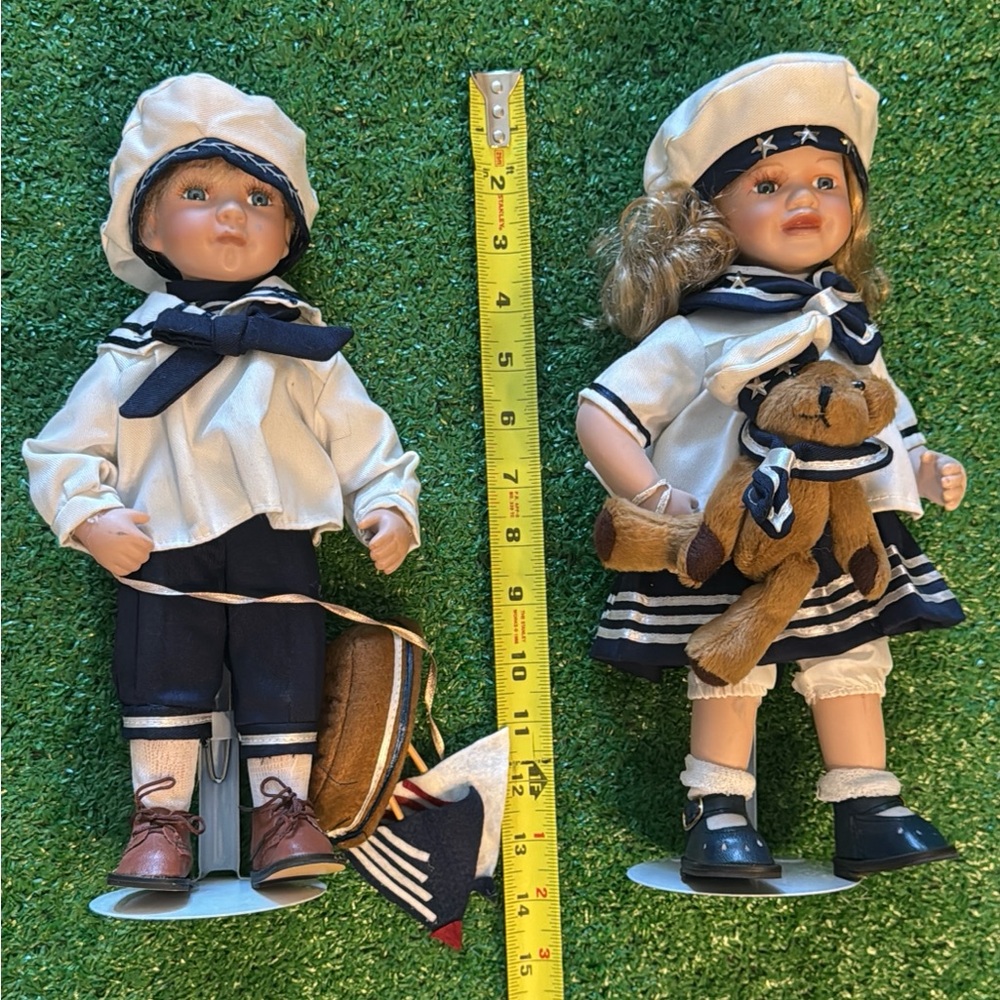 Nautical Sailor Doll Pair in Navy and White - Picture 9 of 10
